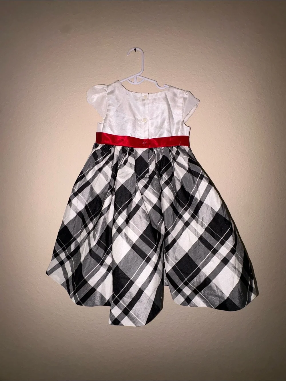 Gymboree White Satin Holiday Dress with Red Bow
